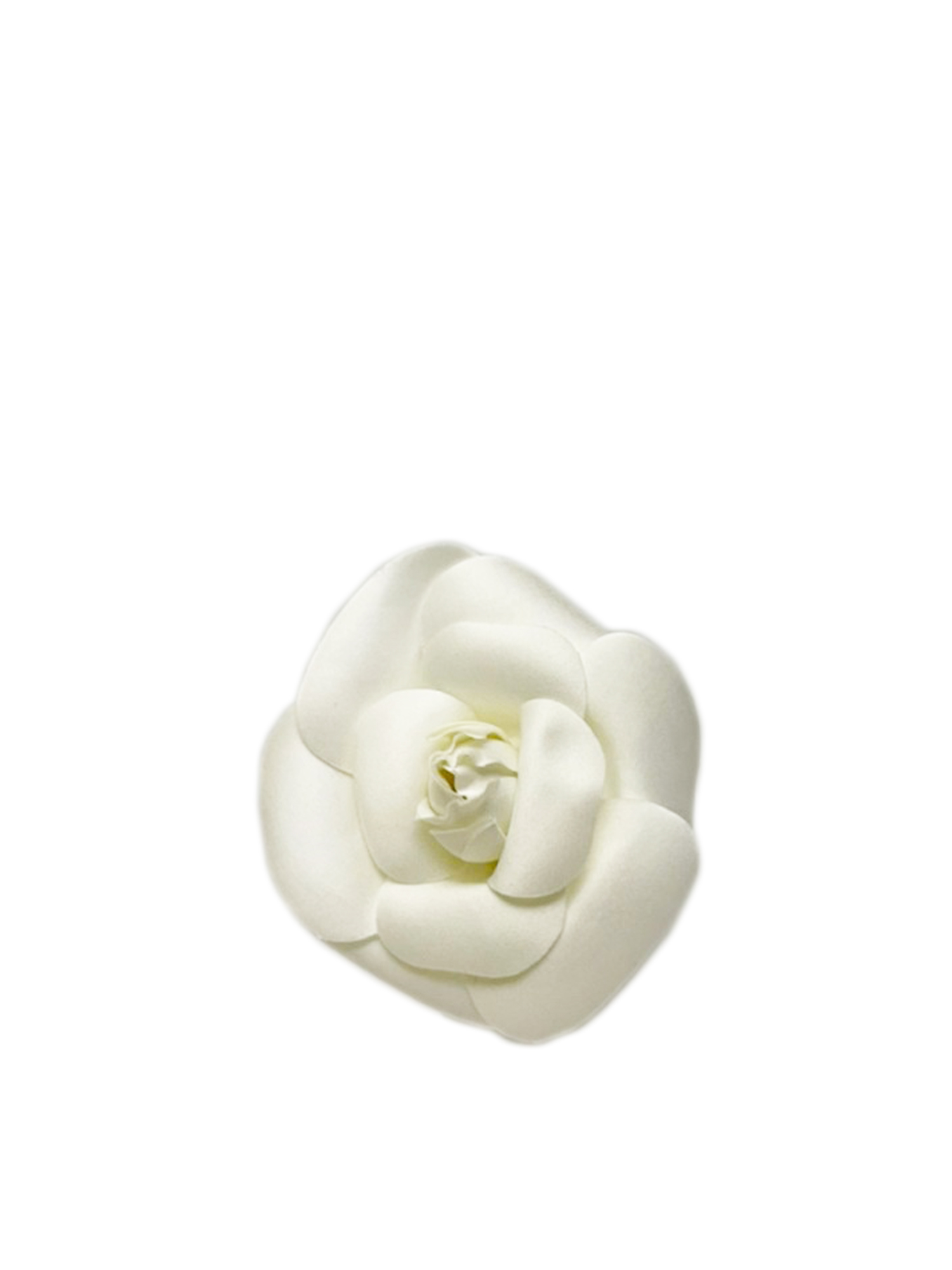 CHANEL Fabric Camellia Flower Brooch White 392774