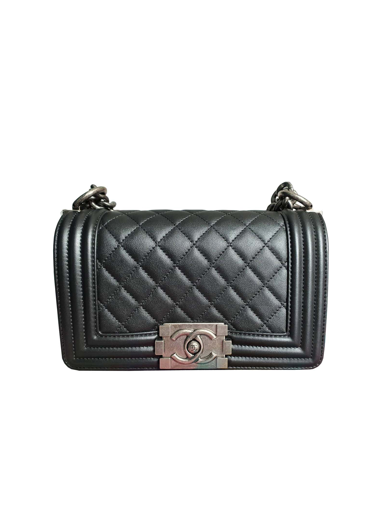 Chanel Boy Bag Size 8 RHW in Black Holo30