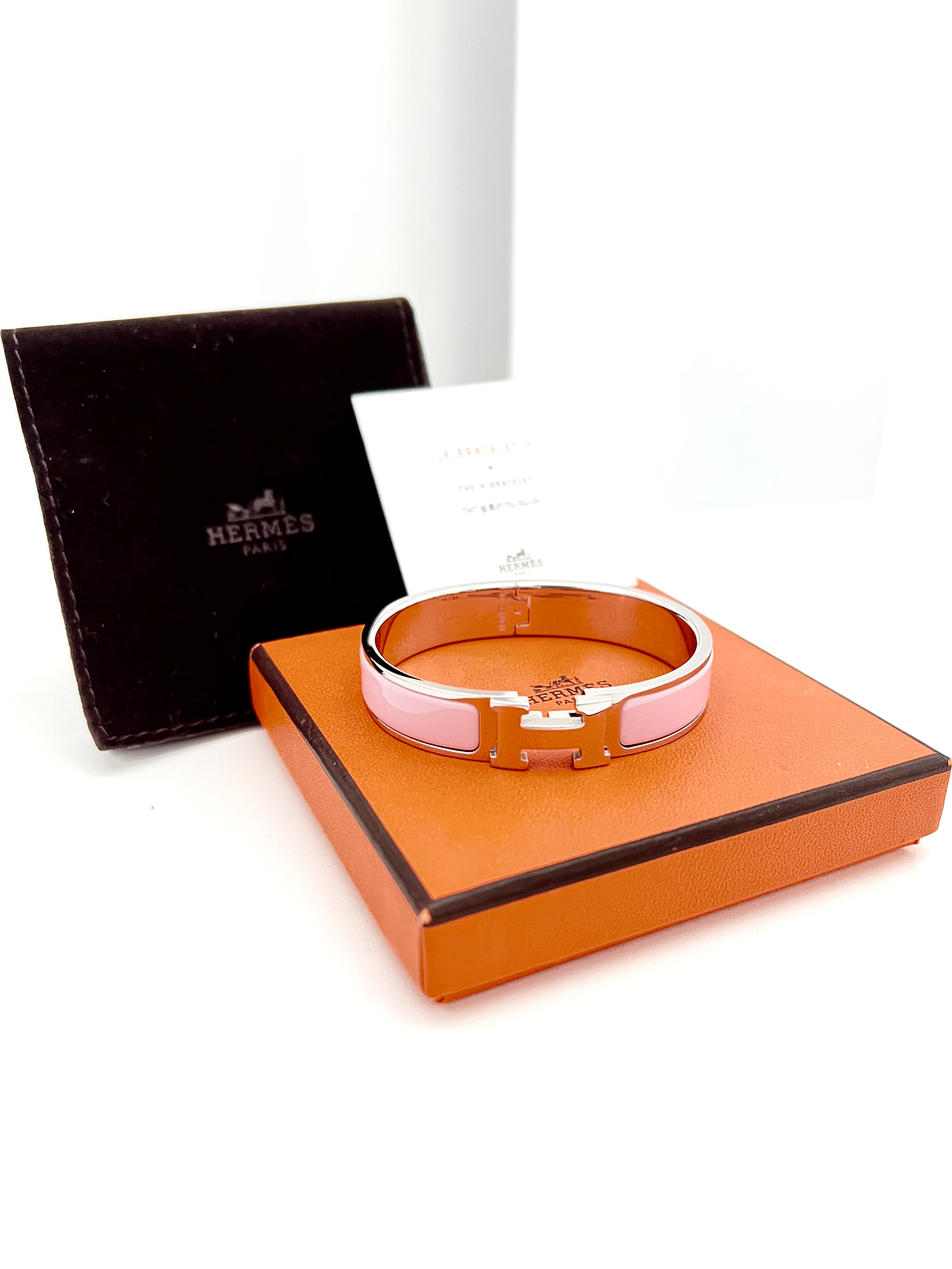 HERMES CLIC-CLAC H BRACELET, ROSEE DRAGEE - GOLD PLATED - SIZE SMALL (PM) -  Hebster Boutique