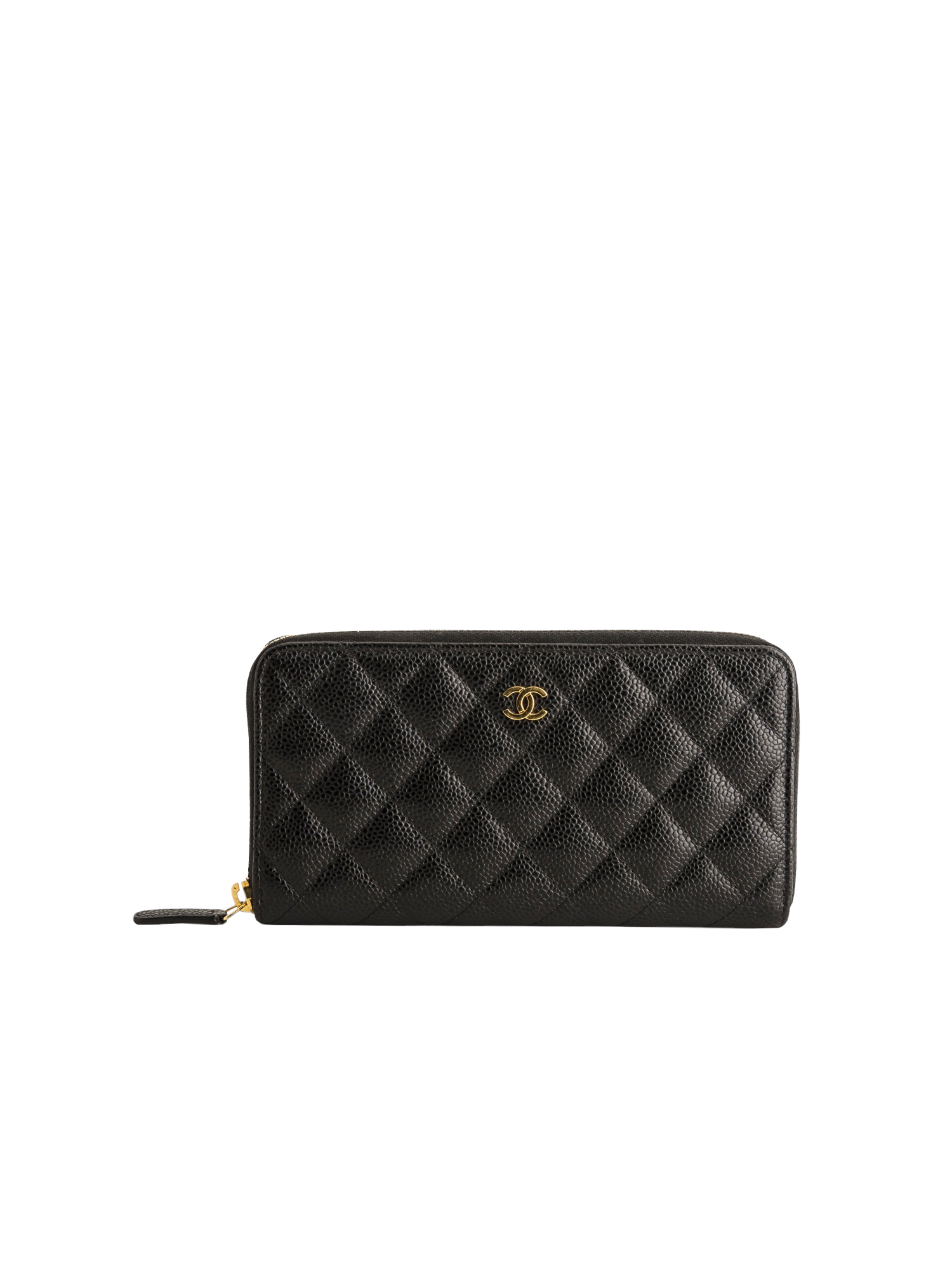 Chanel Classic Zippy Long Wallet Caviar GHW in Black