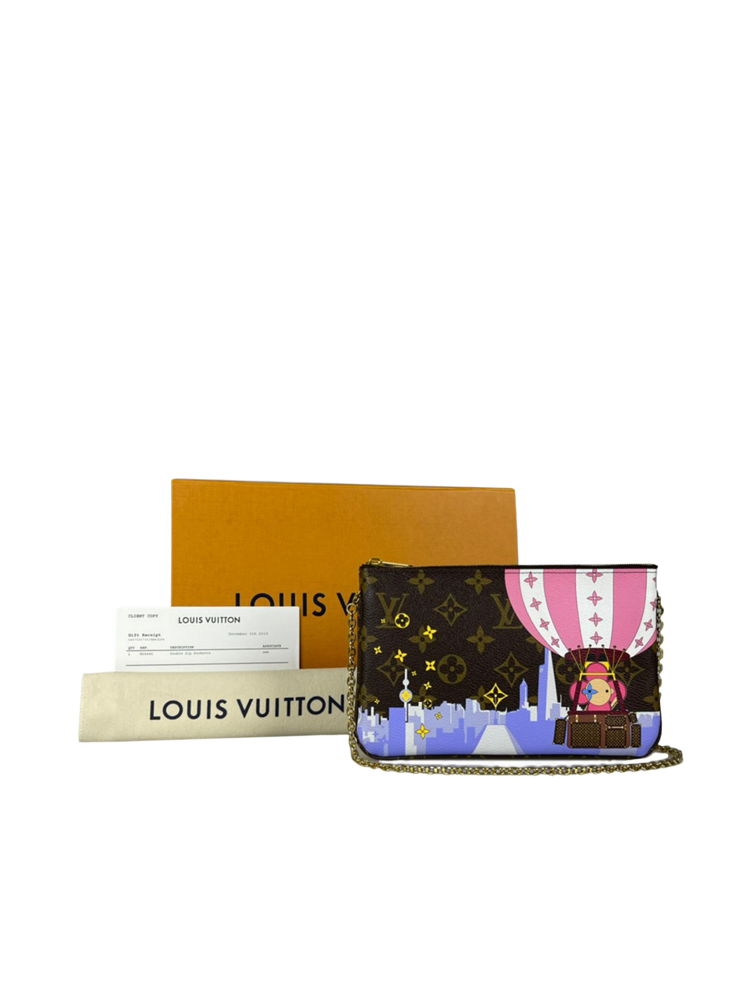 Louis Vuitton Double Zip Pochette Monogram Vivienne Shanghai Pink Lining  for Women