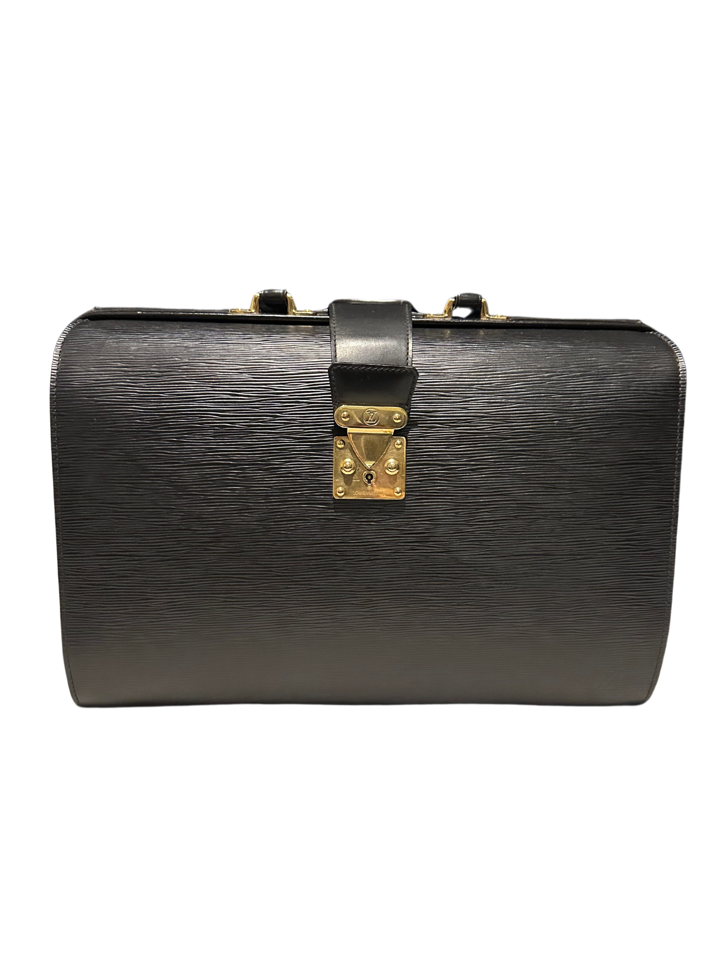 Louis Vuitton Black Epi Leather Serviette Fermoir Briefcase