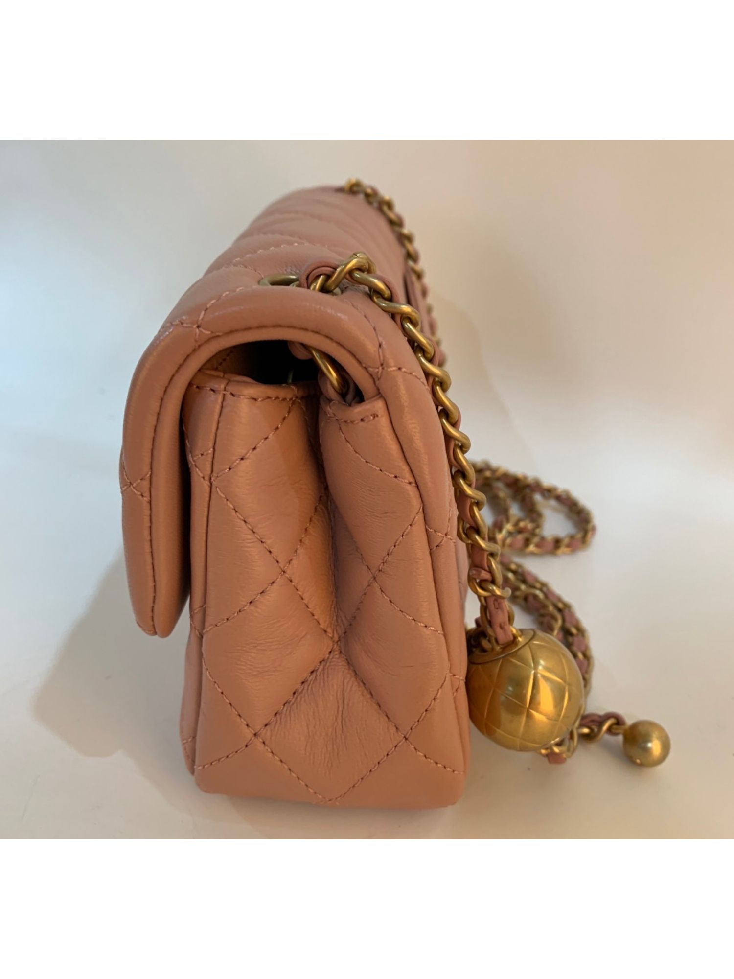 Chanel Lambskin Quilted CC Pearl Crush Mini Rectangular Flap Light Pink GHW