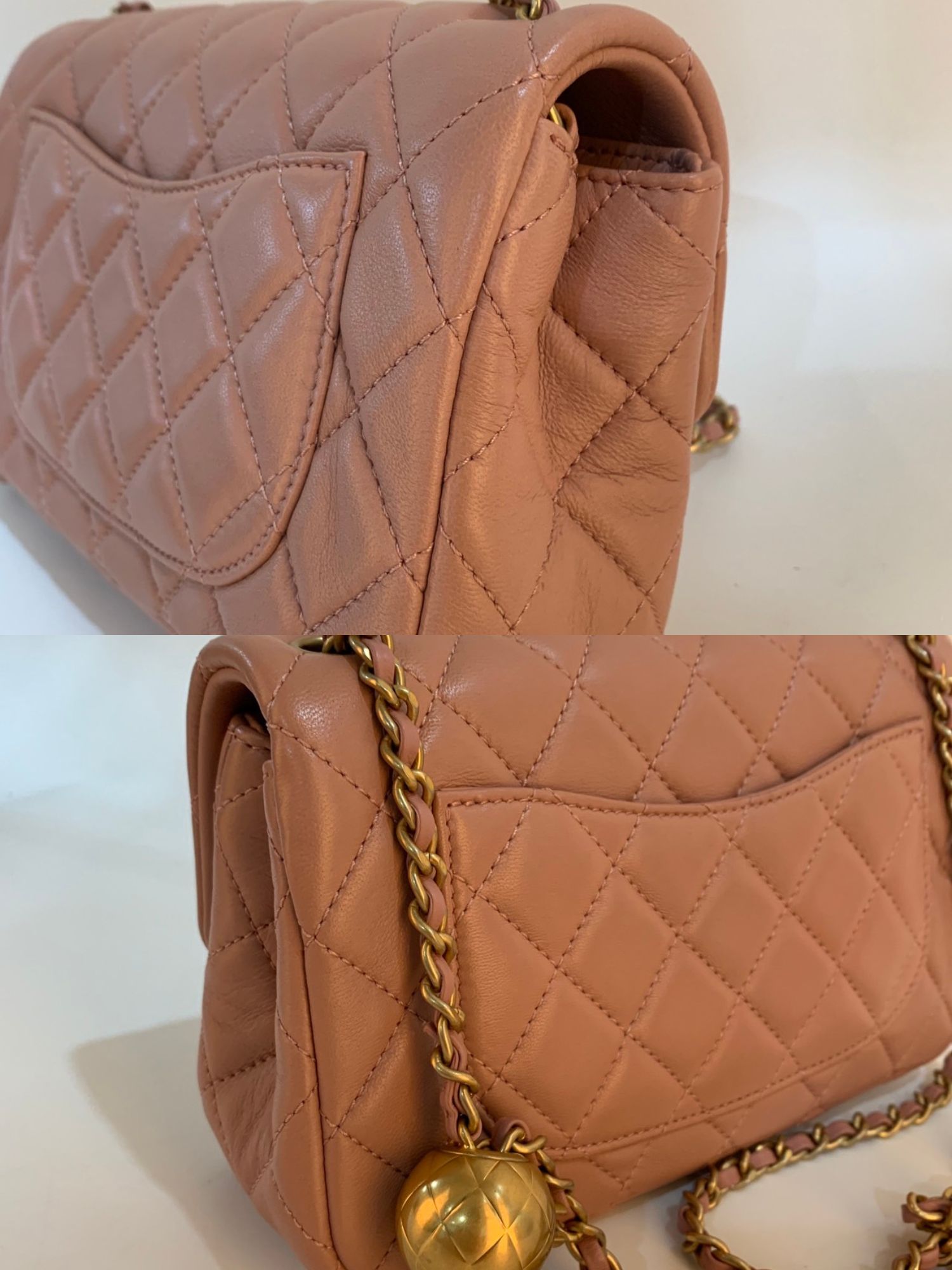 Chanel Lambskin Quilted CC Pearl Crush Mini Rectangular Flap Light Pink GHW