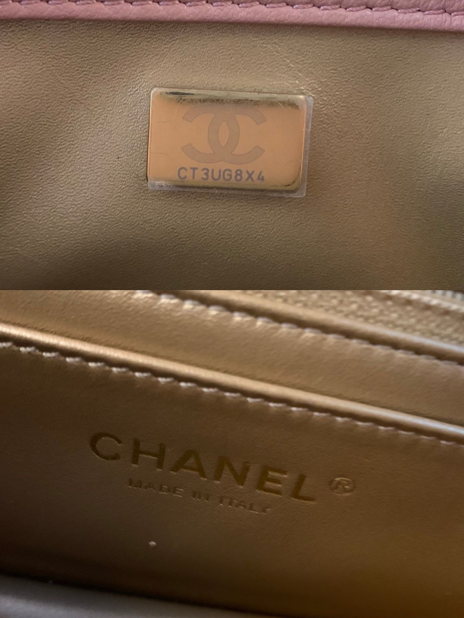 Chanel Lambskin Quilted CC Pearl Crush Mini Rectangular Flap Light Pink GHW